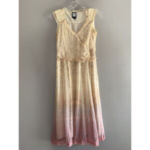 Due Per Due Silk Dress Babydoll Ruffle Ombré Pink Cream Feminine Dainty Flowy 4